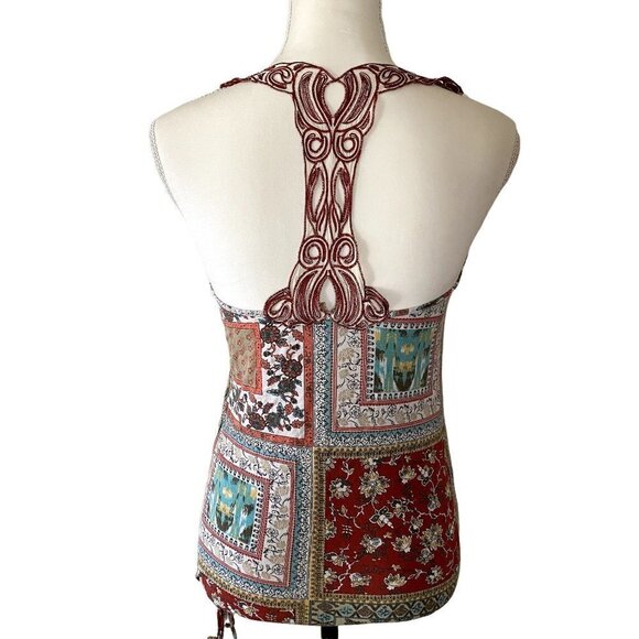 🍁 3/$25 🍁 American Rag | Boho T-Back Sleeveless Top | Red | Size: XS - Picture 3 of 7